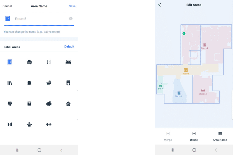 Die Räume werden in der Ecovacs Home App benannt